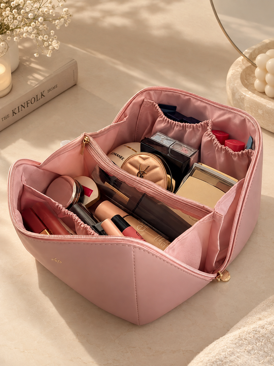 Divaura LuxePouch™ — Premium Leather Makeup Pouch