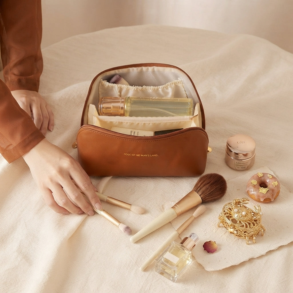 Divaura LuxePouch™ — Premium Leather Makeup Pouch