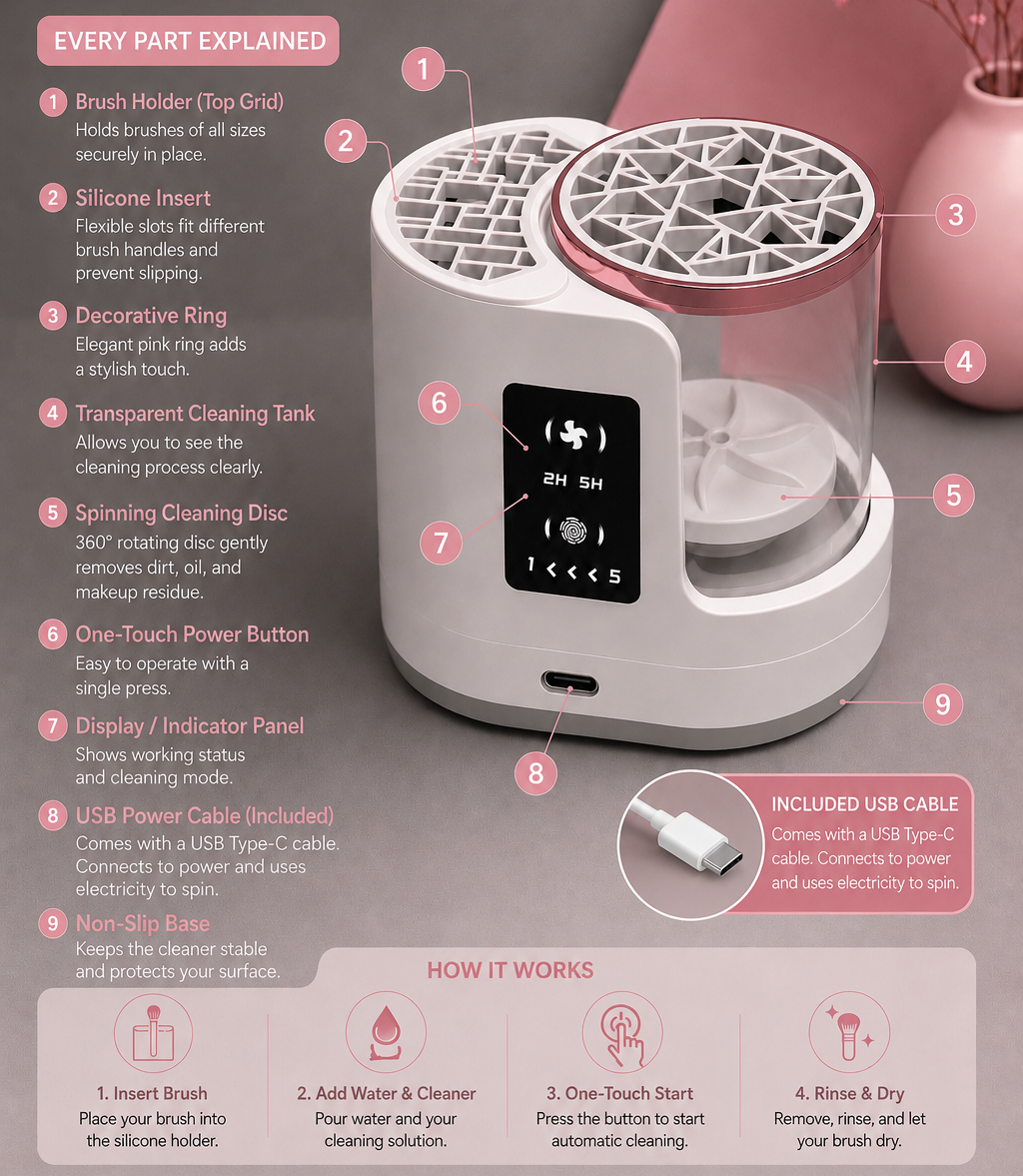 Divaura LuxeBrush™
3-in-1 Electric Makeup Brush Cleaning & Drying System
